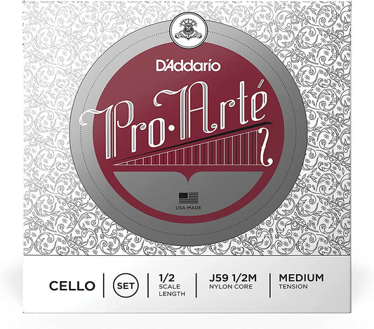 D'Addario J591.2M Pro-Arté Cello 1/2 Scale Medium Tension Set