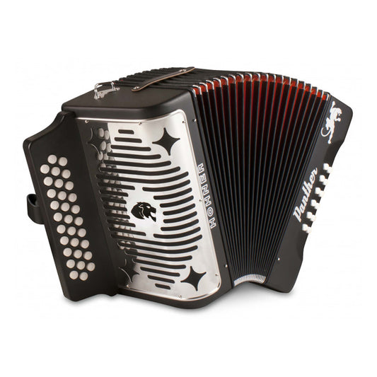Hohner Panther II 3-Row Diatonic Accordion F/Bb/Eb, Black